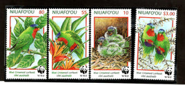 Niuafo’ou Tonga 1998 WWF Crowed Lorikeet Parrot Birds Sc 203-5 MNH # 1959