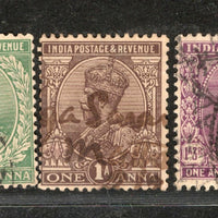 India 3 Diff KG V ½A 1A & 1A3p ERROR WMK - Multi Star Inverted Used as Scan 2034