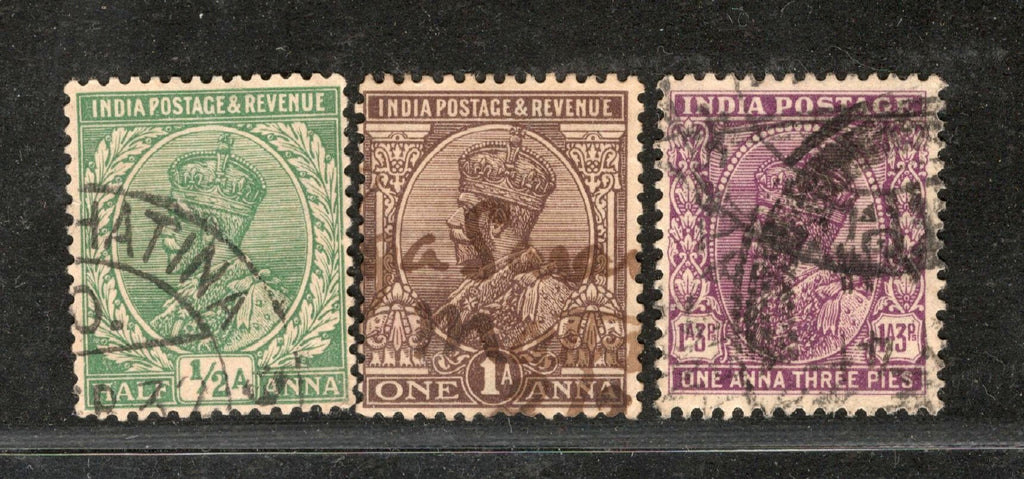 India 3 Diff KG V ½A 1A & 1A3p ERROR WMK - Multi Star Inverted Used as Scan 2034