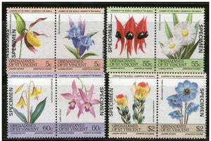 St. Vincent Grenadines 1985 Flowers Orchid ERROR SPECIMEN Sc 476-79 MNH # 2133