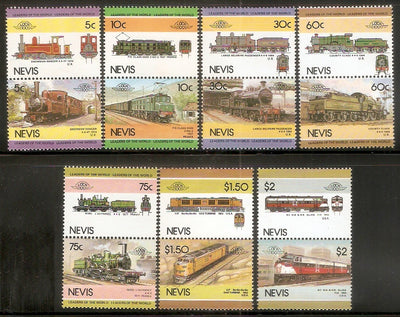Nevis 1985 Locomotive Railway Trains Transport 14v MNH # 2220