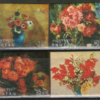 Bhutan 1970 Flowers Painting by Van Gogh Renoir Art on Thick Card 4 diff. MNH # 2234