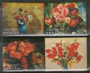 Bhutan 1970 Flowers Painting by Van Gogh Renoir Art on Thick Card 4 diff. MNH # 2234