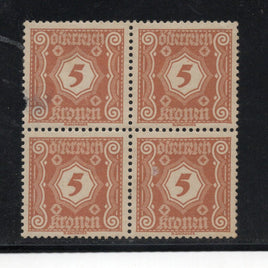 Austria 1922 5Krone Numeral BLK/4 Sc J106 MH # 2303