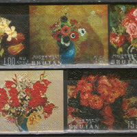 Bhutan 1970 Flowers Painting by Van Gogh Renoir Art on Thick Card 5 diff. MNH # 2304