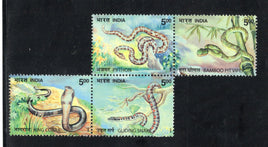 India 2003 Nature India Snakes Cobra Reptile Setenant 4v Phila-2012a MNH # 2321