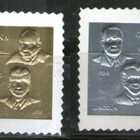 Guyana 1994 Lincoln Churchill Kennedy Gold & Silver Foil Set of 2 Stamps MNH # 232