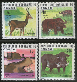 Congo 1976 Wildlife Animals Hippo Antelope Buffalo 4v MNH # 247