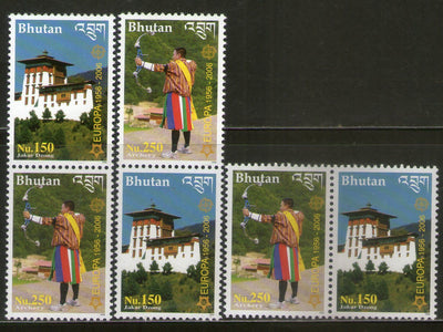 Bhutan 2006 Europa Dzong & Archery Sc 1421-22 High value 2v 3 diff Pair MNH # 250