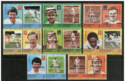 St. Vincent Grenadines 1984 Cricket Players Sport SPECIMEN India Ranjitsingh 16v MNH # 2517