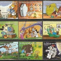 St. Vincent 1996 Disney Cartoon Film Mickey Donald Cartoon Scientist 9V MNH # 2692