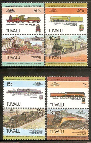Tuvalu 1985 Locomotive Railway Train Transport 8v MNH # 2897