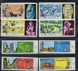 Yemen 8 Diff. World Football Championship Jules Rimet Cup Clock Tower Goddess Cancelled # 298