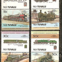Tuvalu - Nui 1985 Locomotives Railway Transport 8v MNH # 3189