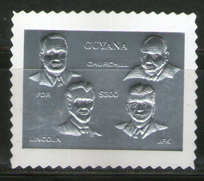 Guyana 1994 Lincoln Churchill Kennedy Silver Foil Stamps MNH # 353
