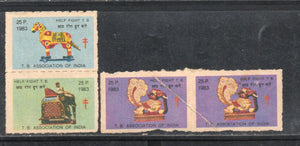 India ‘Help Fight TB’  Lot of 4 Labels # 358