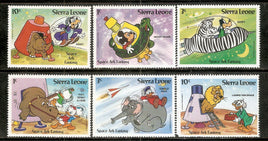 Sierra Leone Walt Disney Animation Cartoon Film Mickey Space Ark Fantasy 6v MNH
