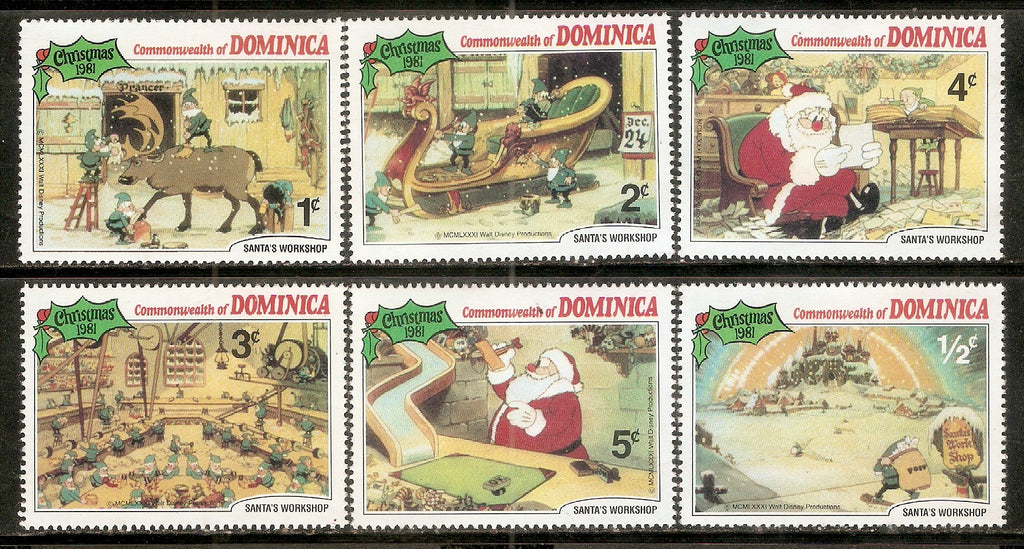 Dominica 1981 Walt Disney Animation Cartoon Film Mickey Mouse Santa's Workshop 6v MNH # 3686