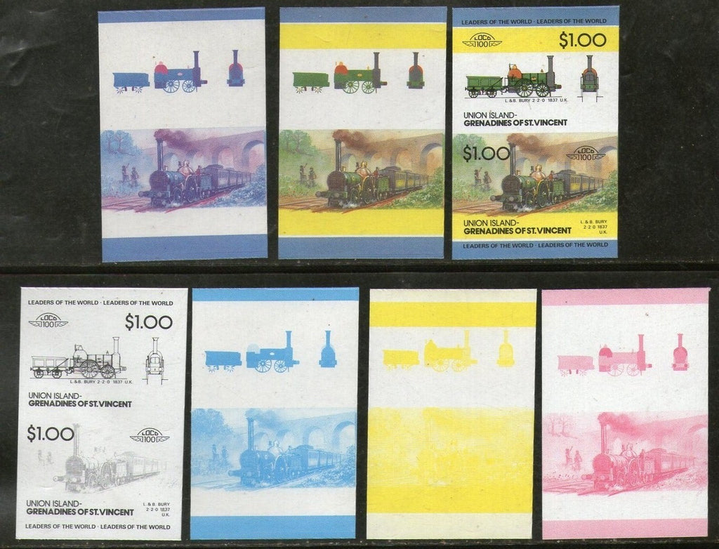 St. Vincent Gr. 1984 Class BURY UK Locomotive Sc 45 Progressive Proof Set MNH # 3853