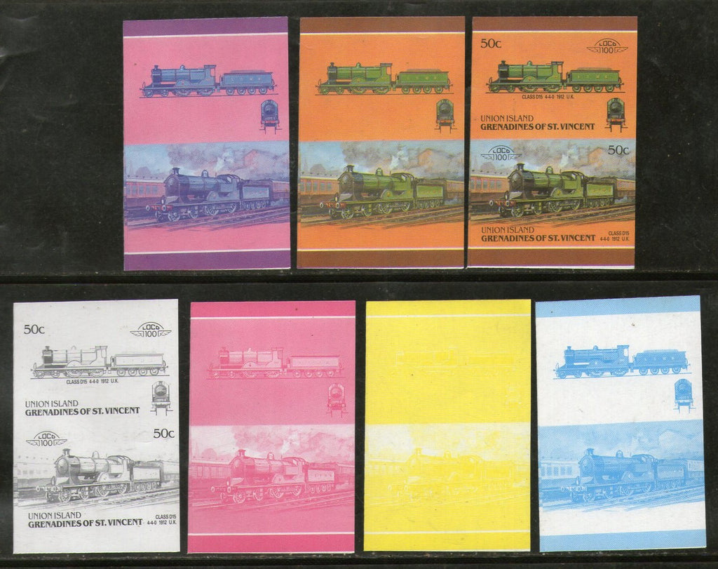 St. Vincent Gr. 1987 Class D15 UK Locomotive Sc 32 Progressive Proof Set MNH # 3857