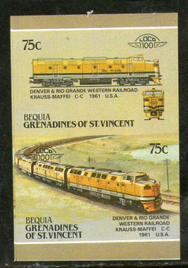 St. Vincent Gr. Bequia 1987 Krauss-Maffei 1961 USA Locomotive Sc 24 Imperf MNH # 3884