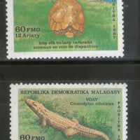 Malagasy 1987 Endangered Species Crocodile Tortoise Sc 781-82 MNH # 40