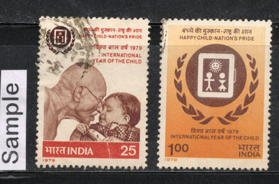 India 1979 IYC Year of the Child Mahatma Gandhi Phila-784-85 Used Stamp Set # 1426