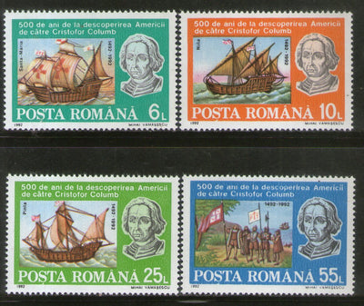Romania 1992 Columbus & Sailing Ships Sc 3770-73 MNH # 454