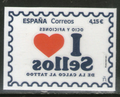 Spain 2021 I Love Sellos Plastic Tattoo Exotic Stamp Odd Shaped 1v MNH # 464