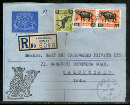Kenya 1968 Regd Formule Aerogramme With Leopard Franking To India  # 5003