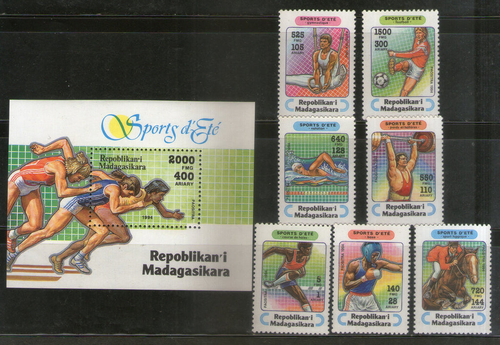 Malagasy 1995 Sport Boxing Weightlifting 7V+M/S MNH Set # 5014