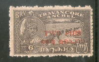 India Travancore Cochin State King & WaterFalls 2p O/p on 6c SG 1 / Sc 1 MNH # 5308