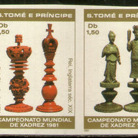 St. Thomas & Prince Is. 1981 World Chess Championship Games Sc 618-21 IMPERF Setenant MNH # 5403