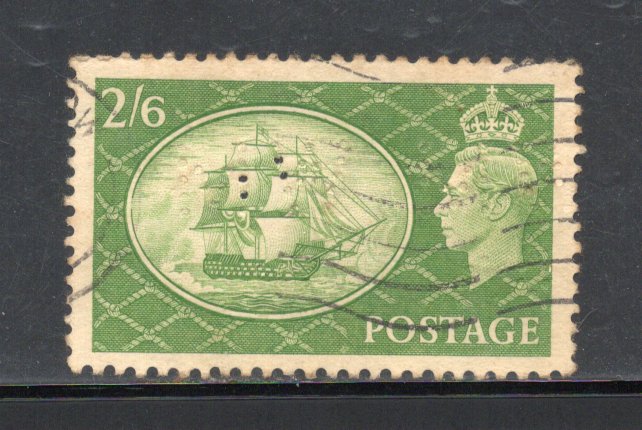 Great Britain 1951 HMS Victory Sc 286 with WM Perfin Used # 554