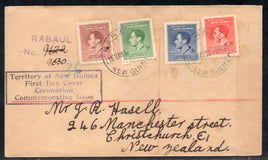 New Guinea 1937 Coronation of KG VI and QE Sc 48-51 4v FDC to New Zealand # 5612