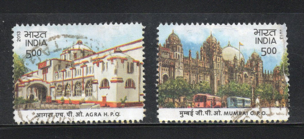 India 2013 Heritage Buildings Mumbai GPO Agra HPO Architecture 2v Used Set # 561