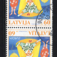 Latvia 2002 Europa Circus Clown Sc 549a Tete-Beche Pair Used # 578