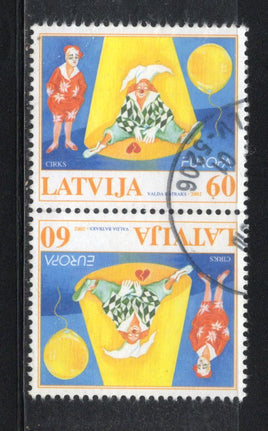 Latvia 2002 Europa Circus Clown Sc 549a Tete-Beche Pair Used # 578