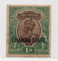 India Chamba State 1927-28 1Re King George V Sc 59 MH # 581