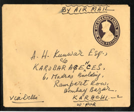 India 1½ An KG VI Postal Stationery Envelope Mint but Addressed # 5908