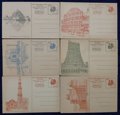 India 1989 6 Diff. India-89 Taj Mahal Hawa Mahal Red Fort Air Mail Post Card MINT # 5917