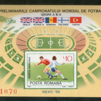 Romania 1985 World Cup Football Championship Flag Sc 4727c M/s MNH # 5964
