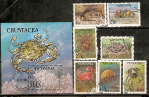Tanzania 1994 Crabs Insect Reptiles Amphibians Sc 1295-1302 7v+M/s Cancelled # 6270