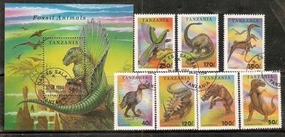 Tanzania 1994 Dinosaurs Pre Historic Animal Wildlife Sc 1217-24 7v+M/s Cancelled # 6339
