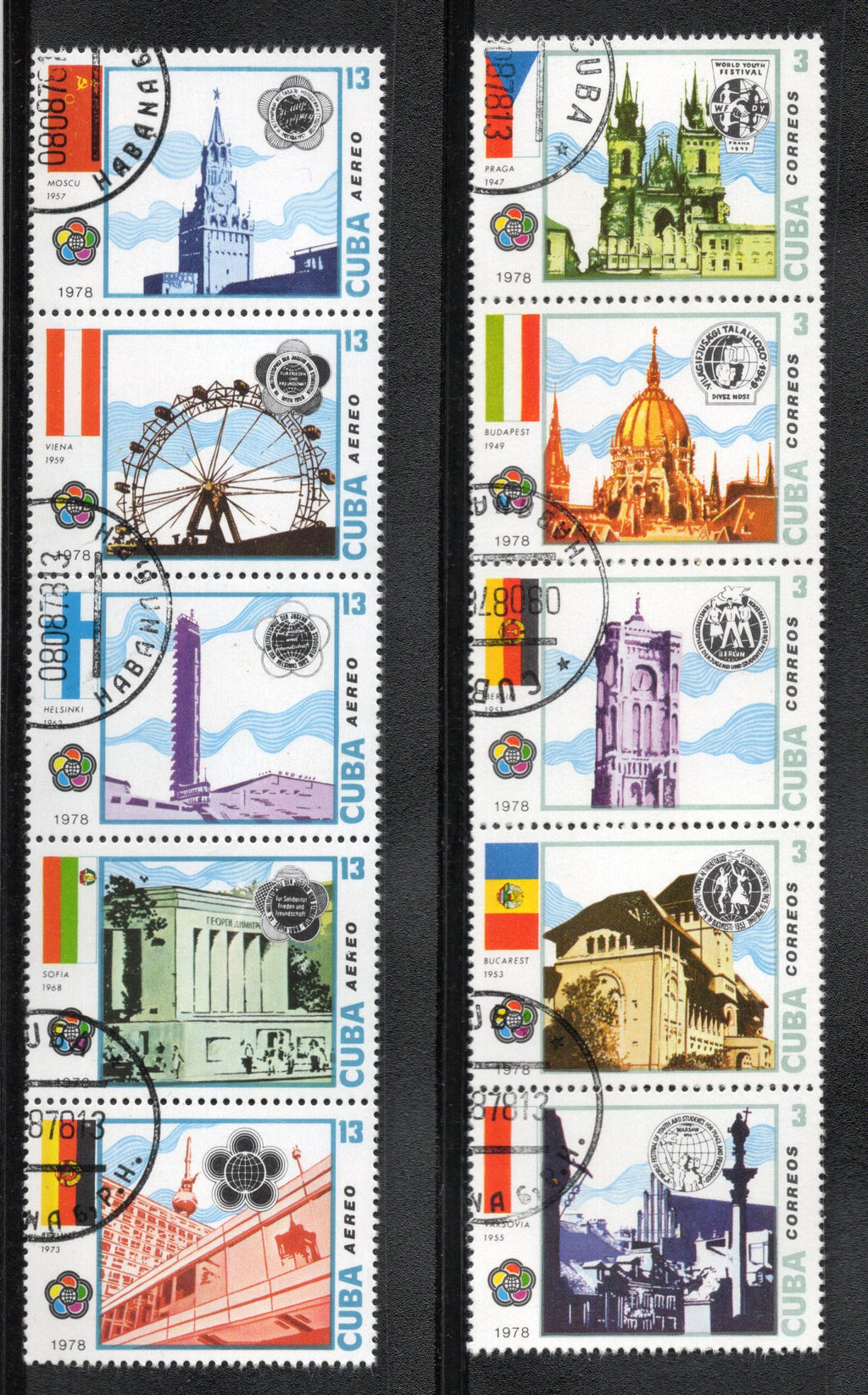 Cuba 1978 11th World Youth & Students Festival Architecture Setenant 10v Cancelled # 6360