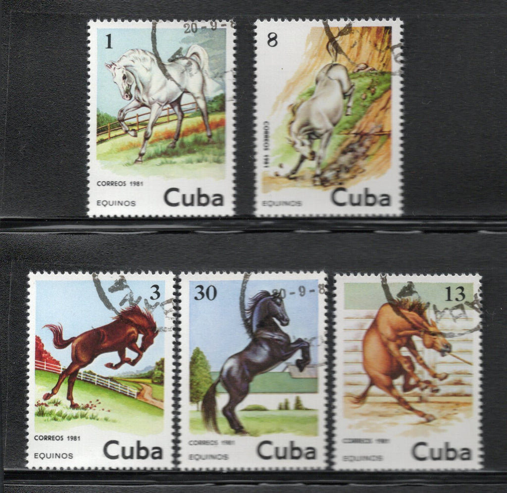 Cuba 1981 Horses Animals 5v Cancelled # 640