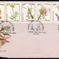 India 1991 Orchids of India Flowers Flora Tree Plant Phila-1307a Faulty FDC # 6610
