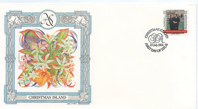 Christmas Island 1986 Royal Wedding Prince Andrew & Sarah Fargusan Flower FDC