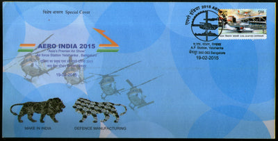 India 2015 Aero India Air Force Station Aviation Helicopter Lion Special Cover # 6774