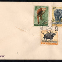 India 1963 Wild Life Preservation Elephant Panda Ox Animals 3v  Phila-388-90 FDC # 6840